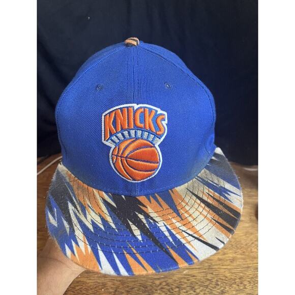 New York Knicks Snap Back Hat Mitchell & Ness NBA Hardwood‎ Classics Blue Orange - Picture 1 of 10